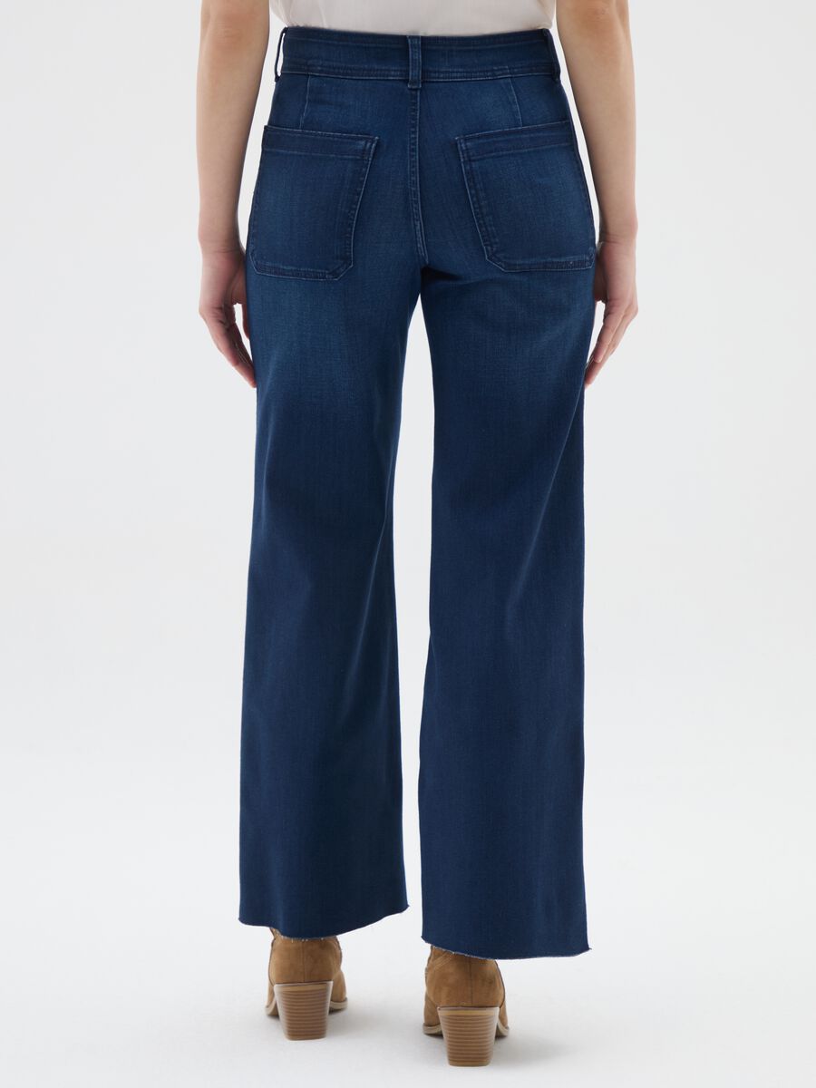 Jeans blu wide leg in misto cotone elasticizzato_2
