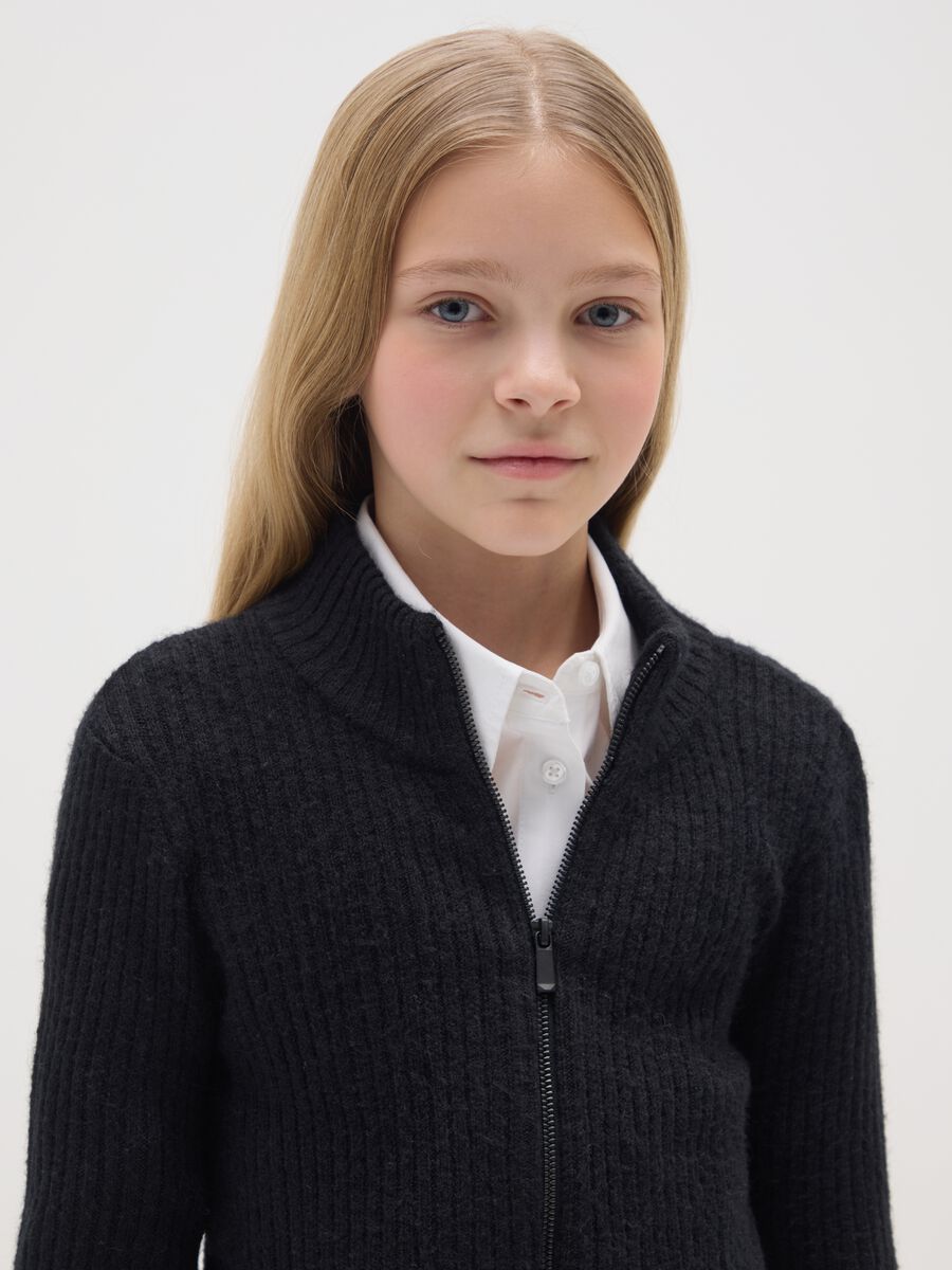 Black Hooded Cardigan for Girls_2