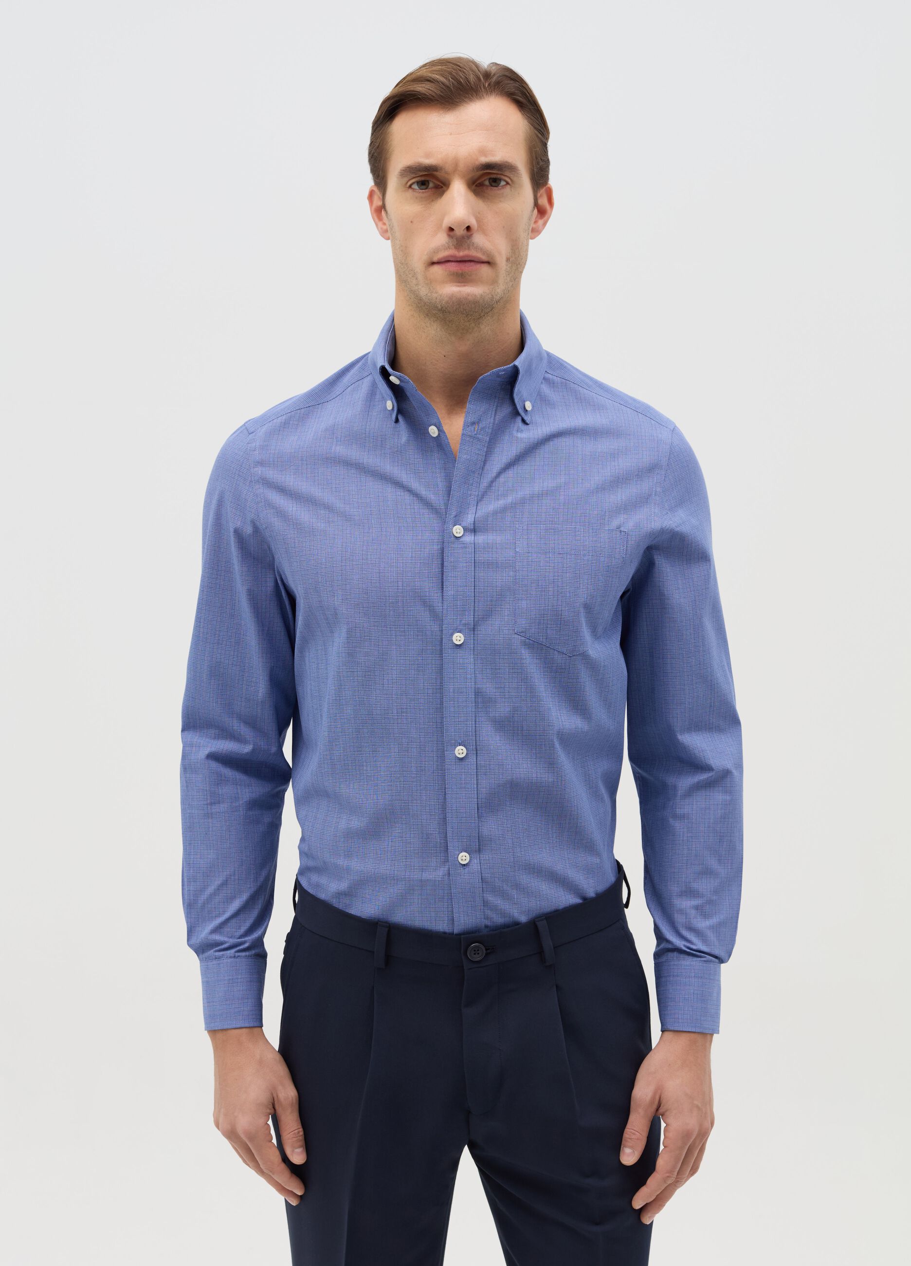 Regular-fit easy-iron shirt with micro pattern