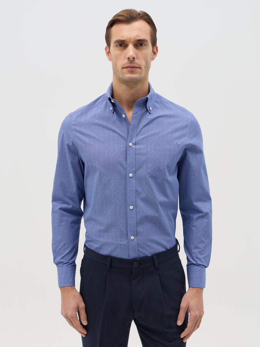 Regular-fit easy-iron shirt with micro pattern_0