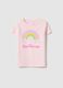 Girl's pink cotton blend t-shirt regular fit with print_0