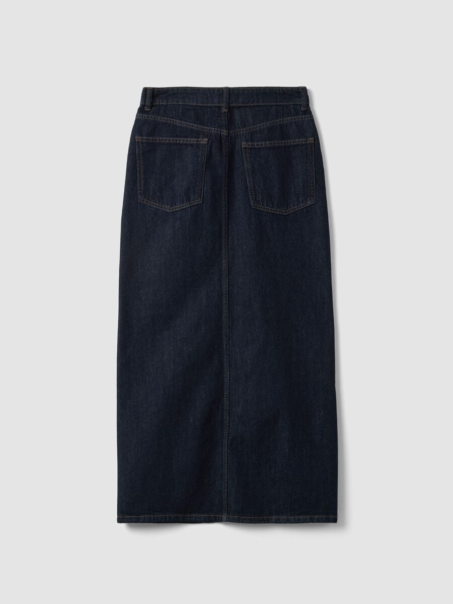 Blue midi skirt in pure cotton denim_6