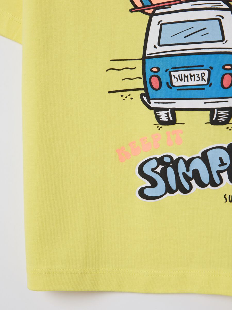 Yellow cotton T-shirt with "Keep it Simple" print_3