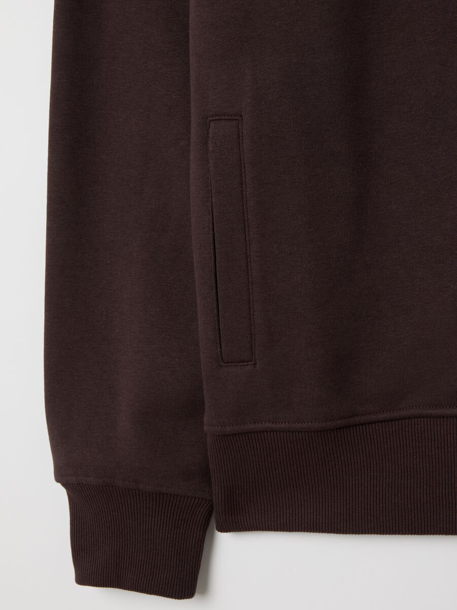 Felpa in misto cotone marrone con zip_1
