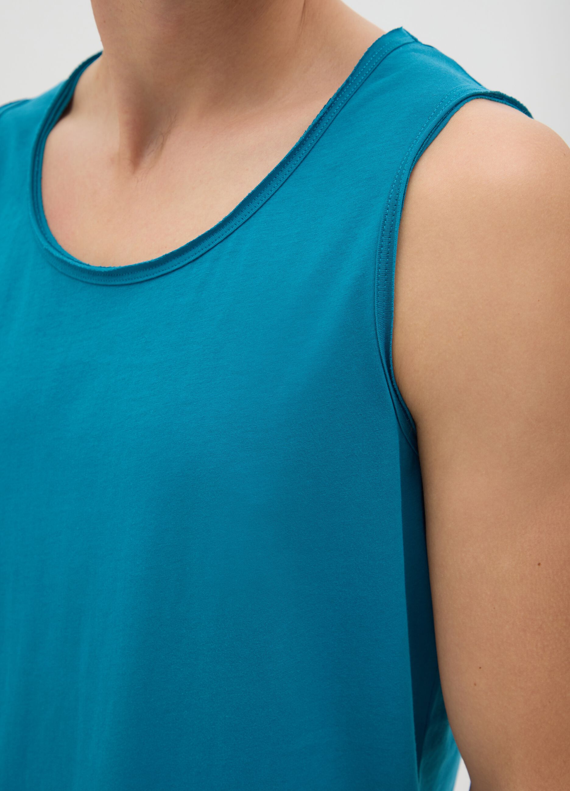 Canotta da uomo in puro cotone blu regular fit