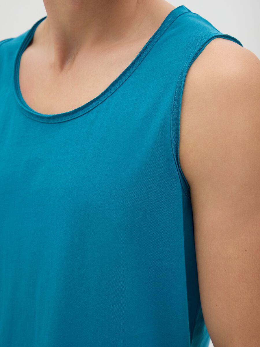 Men's blue pure cotton tank top regular fit_2