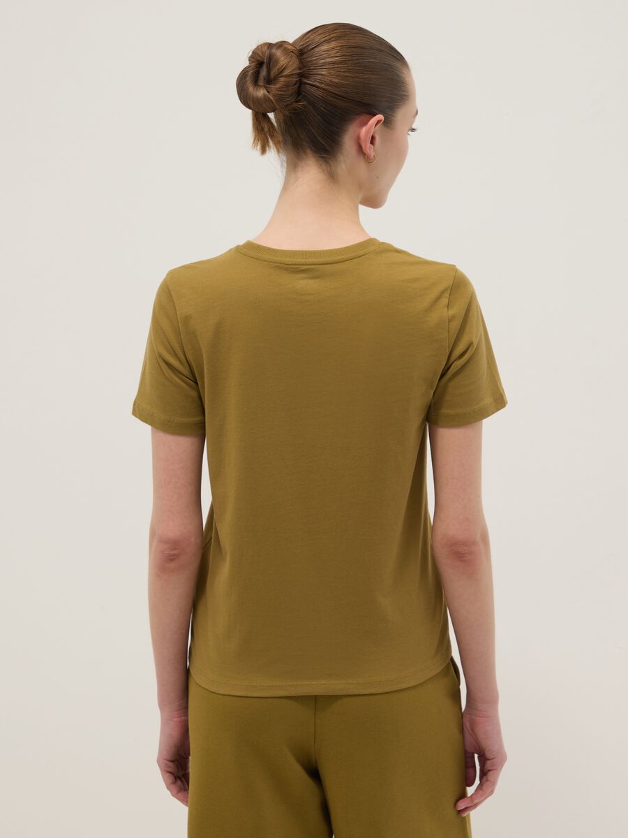 Green pure cotton short-sleeve T-shirt, regular fit_3