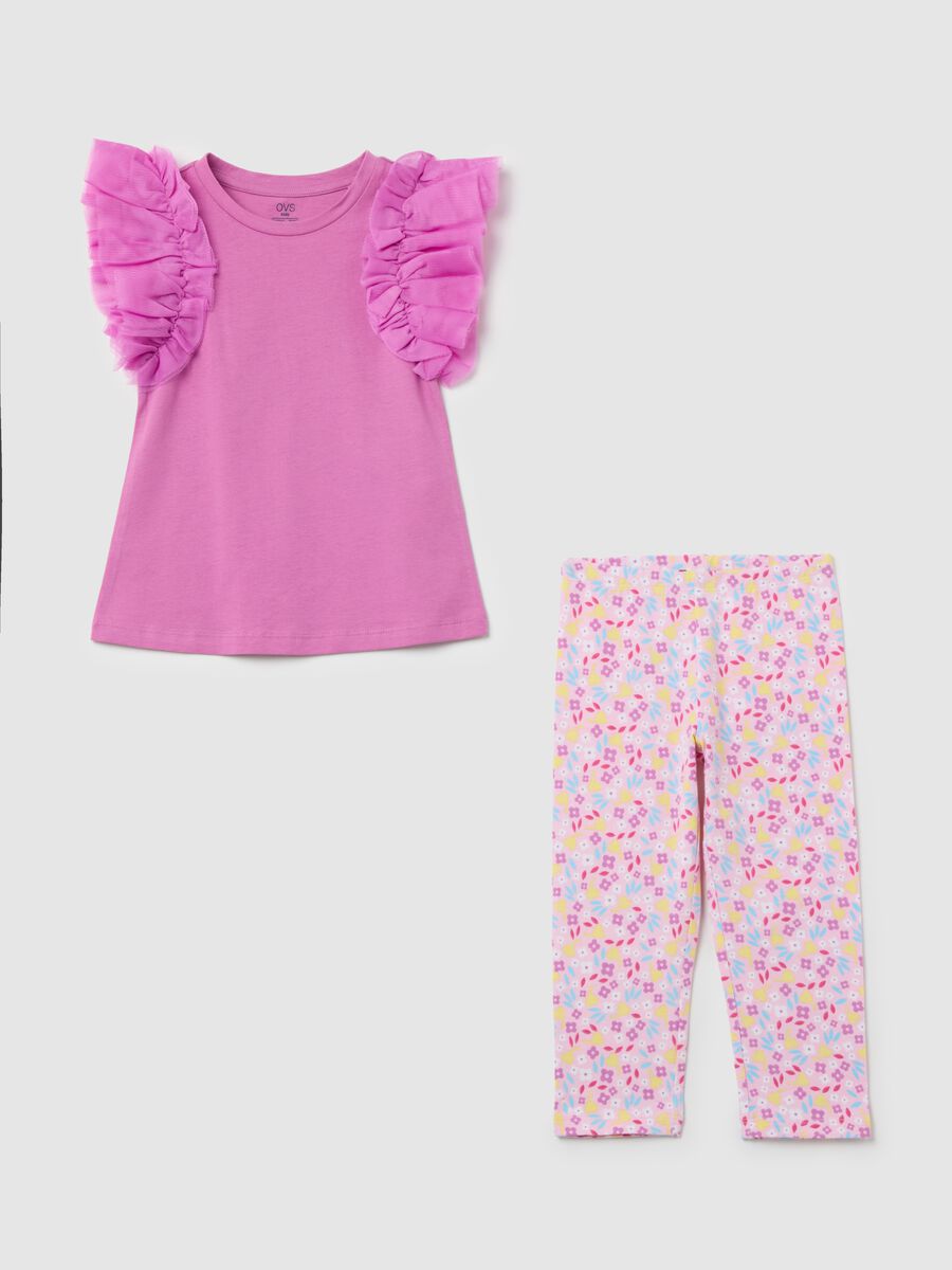 Cotton jogging set with flounce and print_0