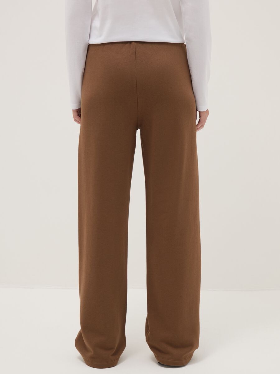 Brown cotton blend joggers regular fit_2