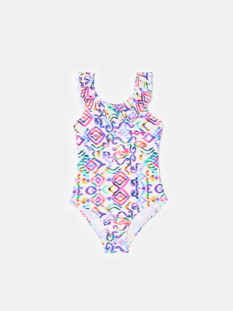 One-piece swimsuit with tie-dye pattern_0