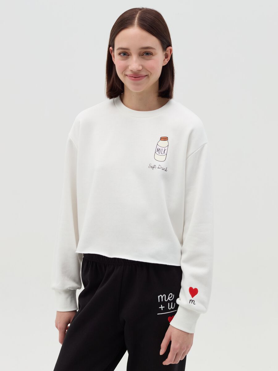 Cropped-fit sweatshirt with round neck_0