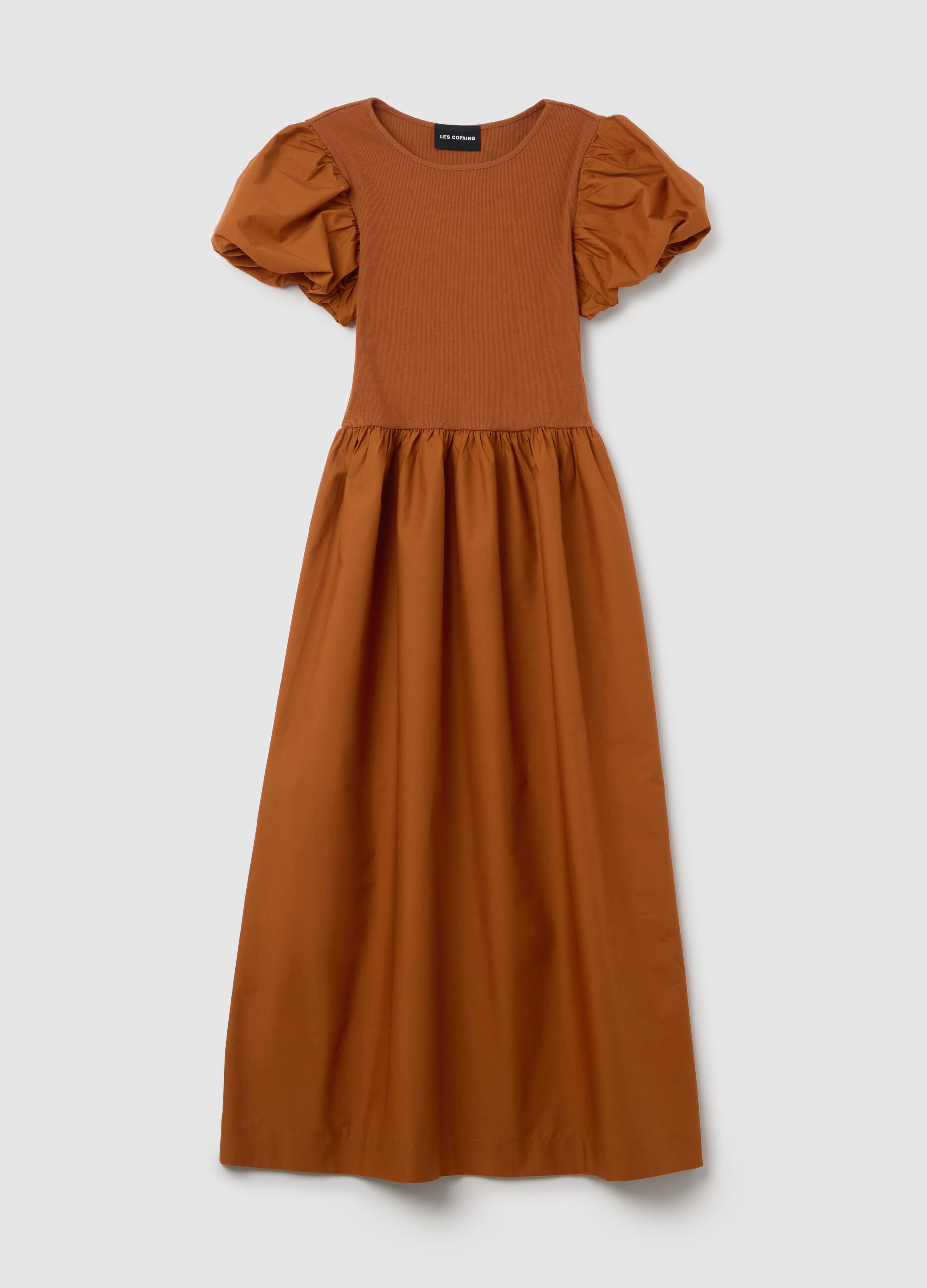 Long brown cotton regular fit women's dress