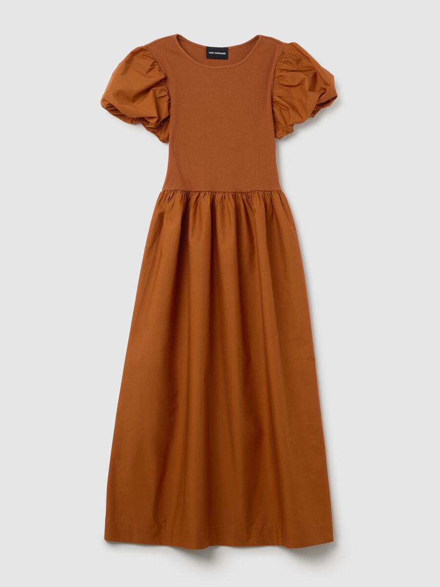 Long brown cotton regular fit women's dress_4