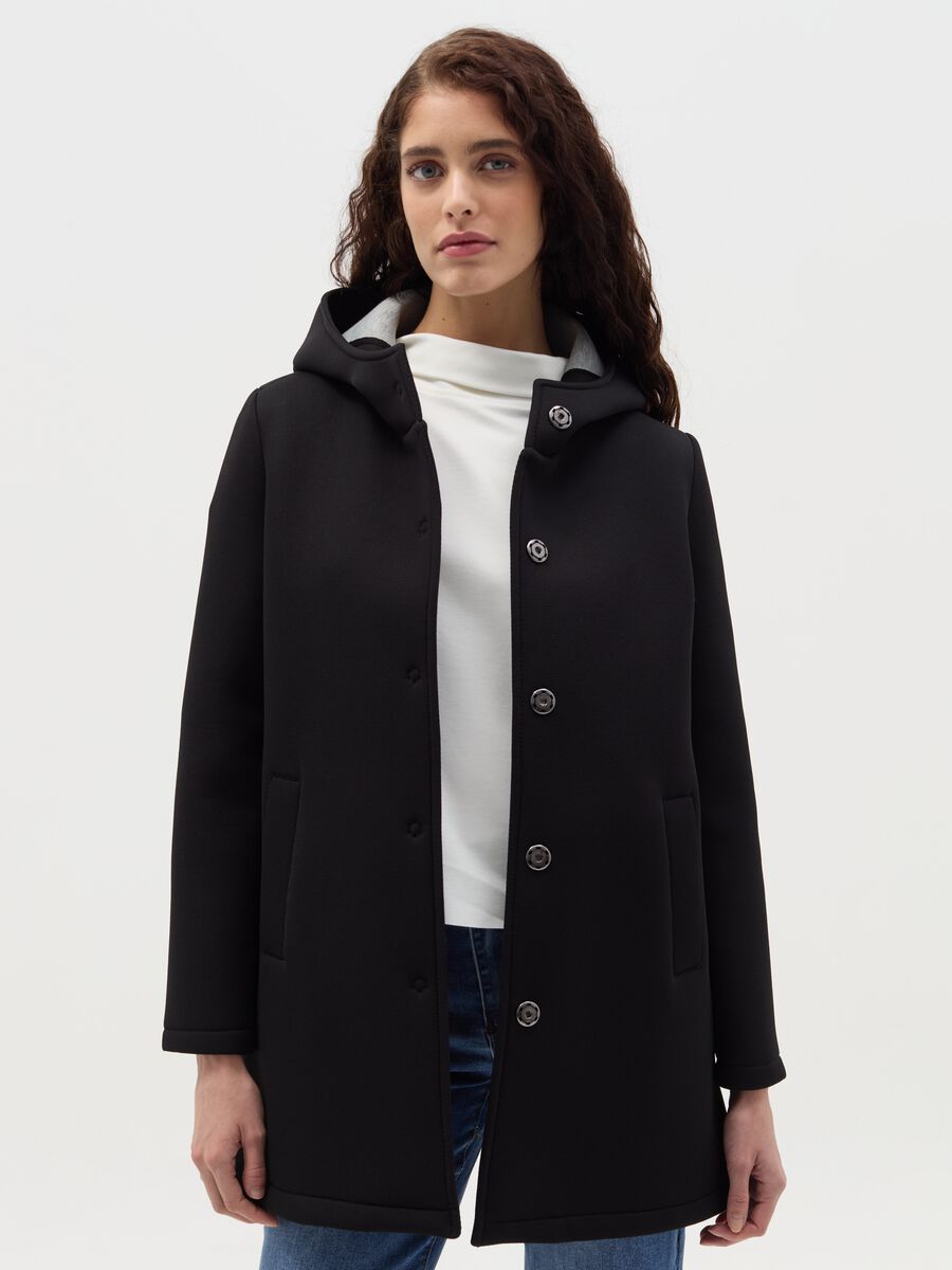 Long jacket with buttons and hood_0