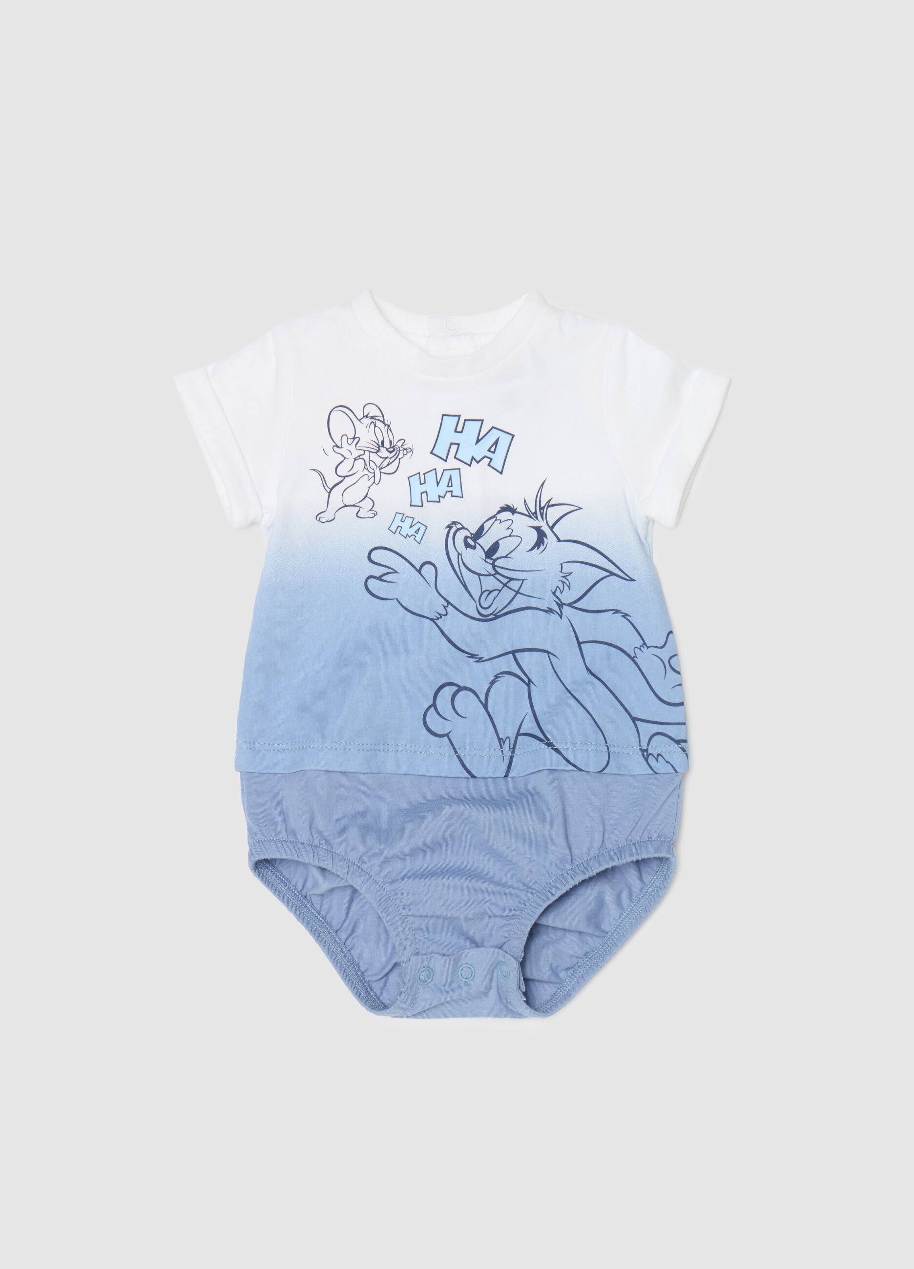 Cotton romper suit with Tom & Jerry print