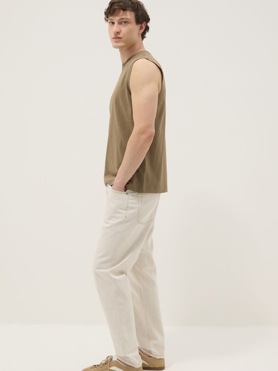 Brown pure cotton vest top_1