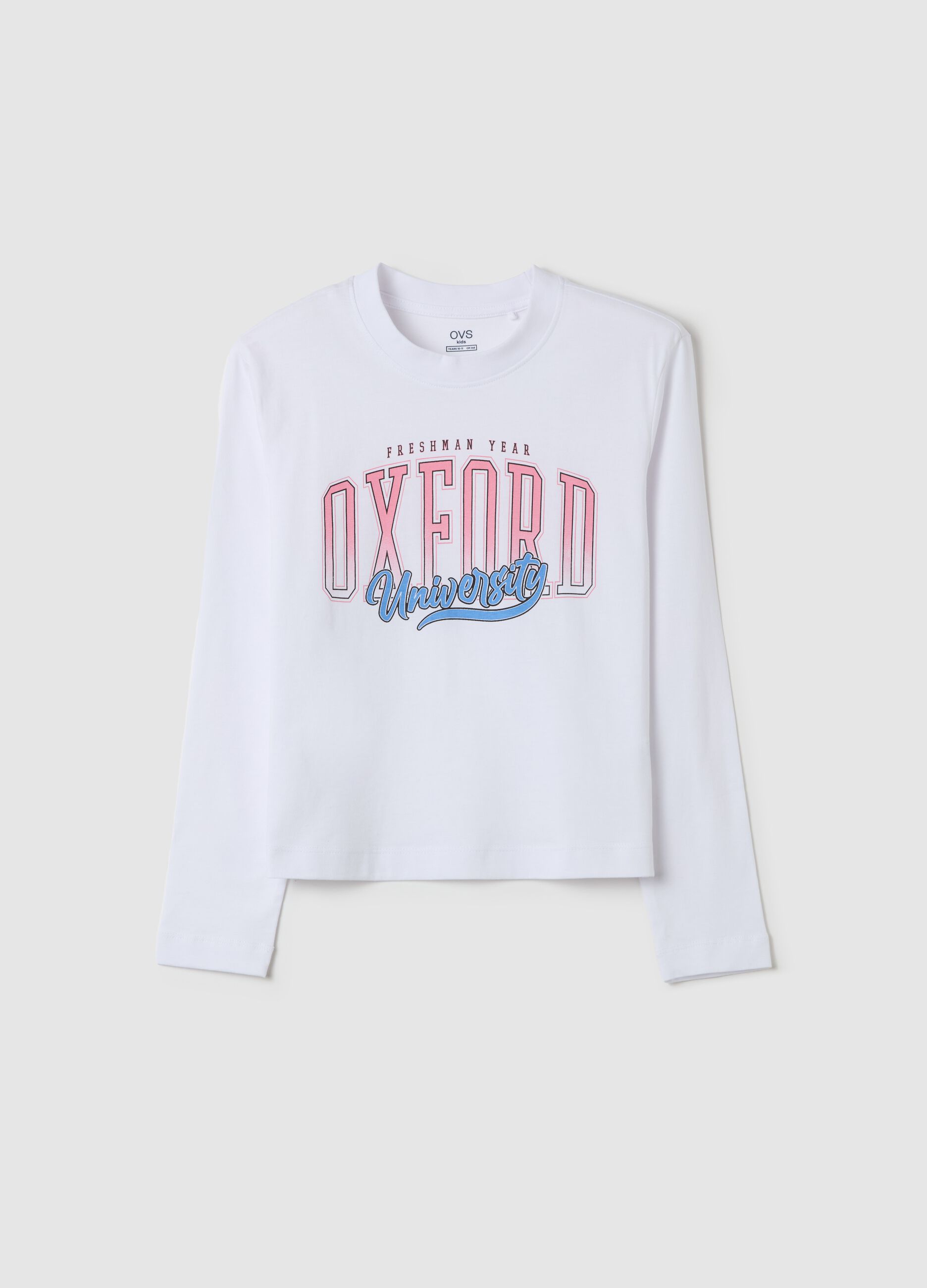 Cotton T-shirt with print and long sleeves