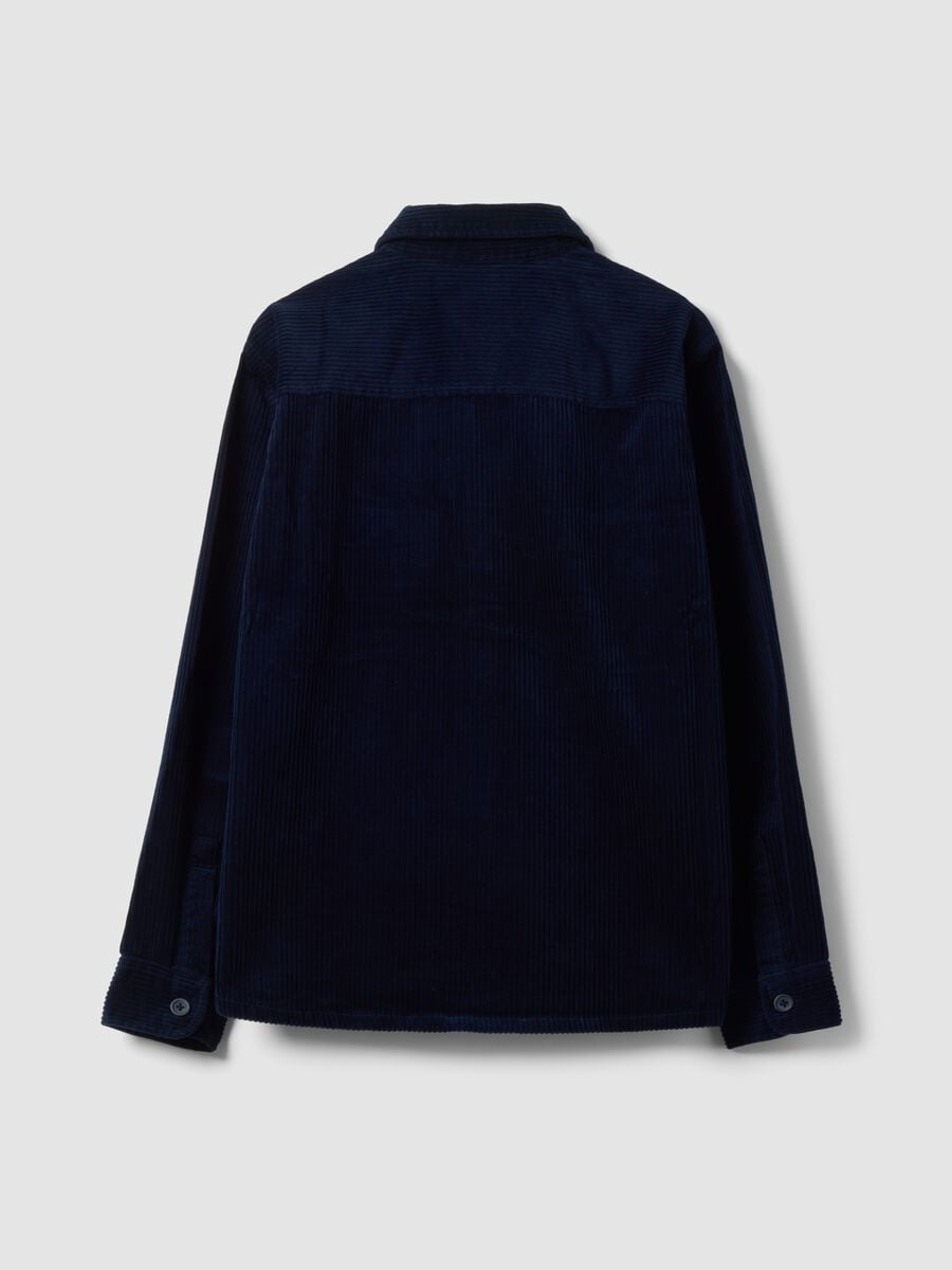 Shacket blu in puro cotone a coste over fit_6