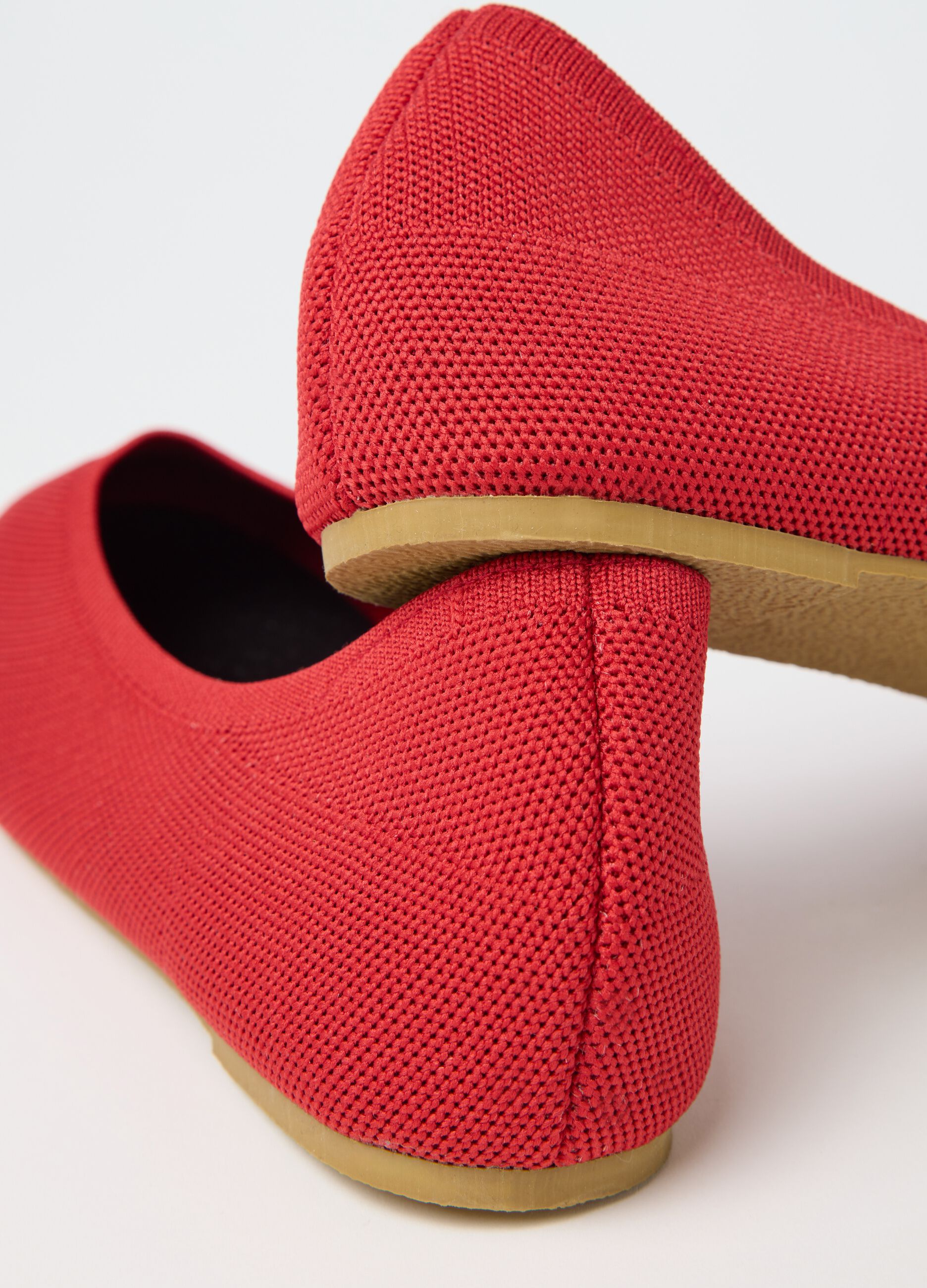 Ovs Red Mesh Fabric Ballet Flats