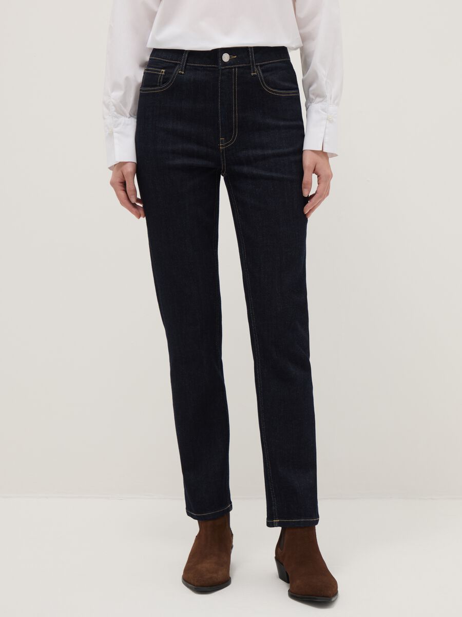 Blue stretch cotton slim fit jeans_1