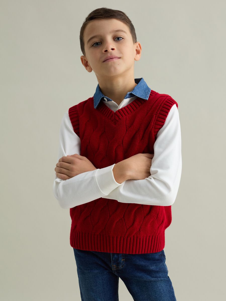 Waistcoat with cable-knit design_0