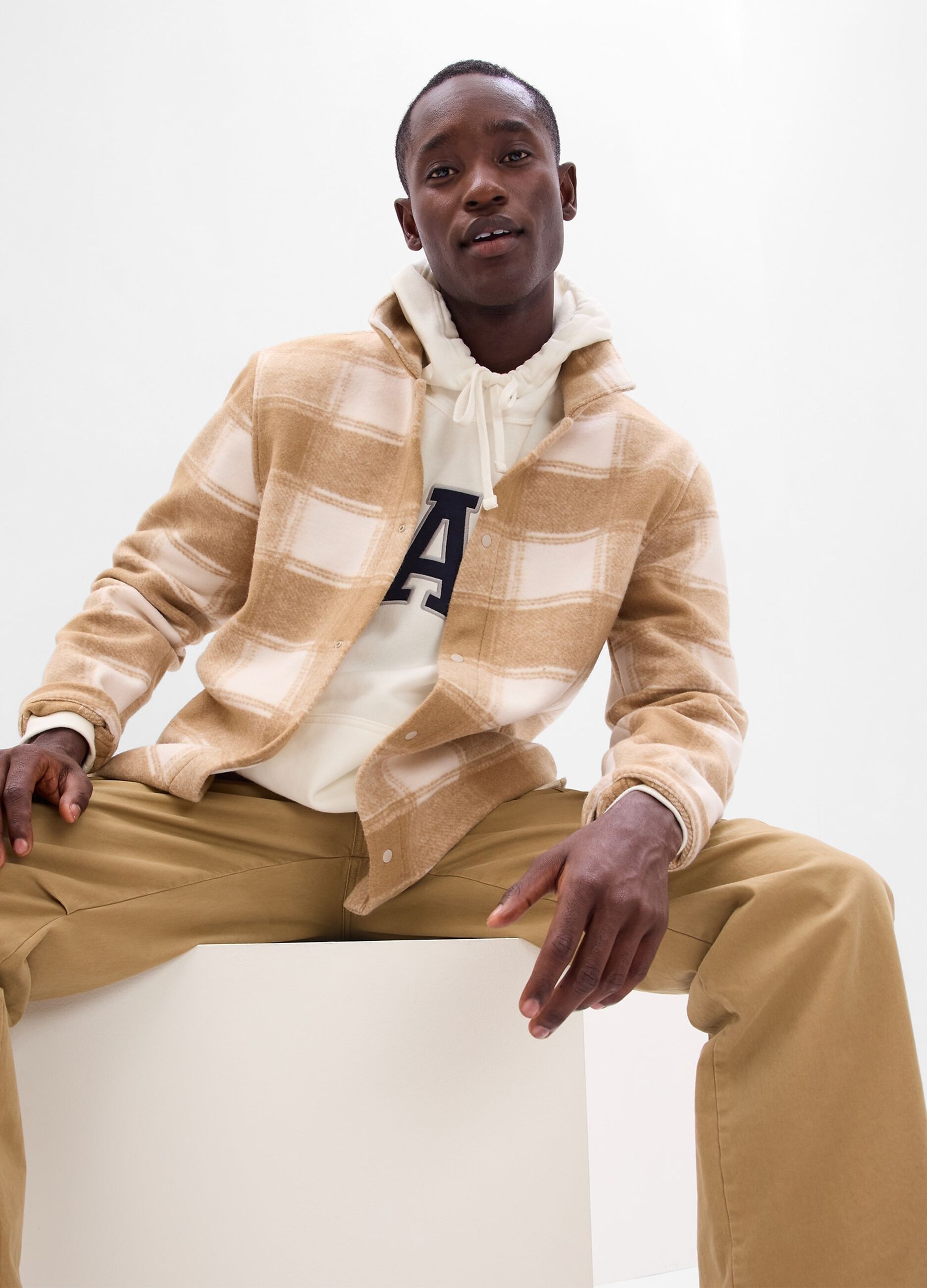 Check cloth patterned shacket