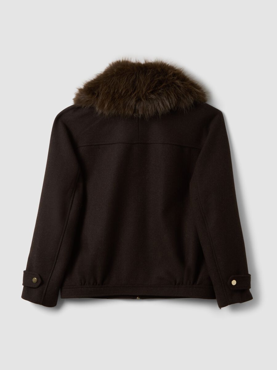 Giacca marrone in misto lana e viscosa con zip_2