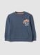 Grey oversized pure cotton hoodie with print and kangaroo pocket for boys_0