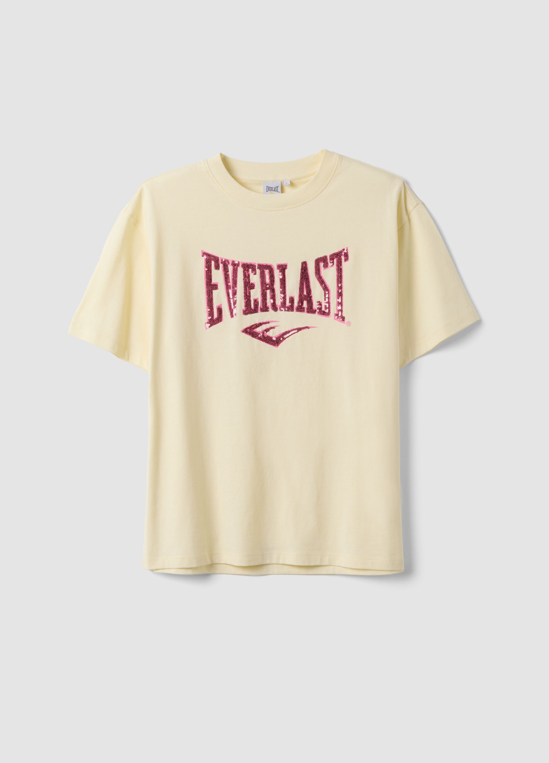 White pure cotton T-shirt with front print, regular fit