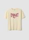 White pure cotton T-shirt with front print, regular fit_4