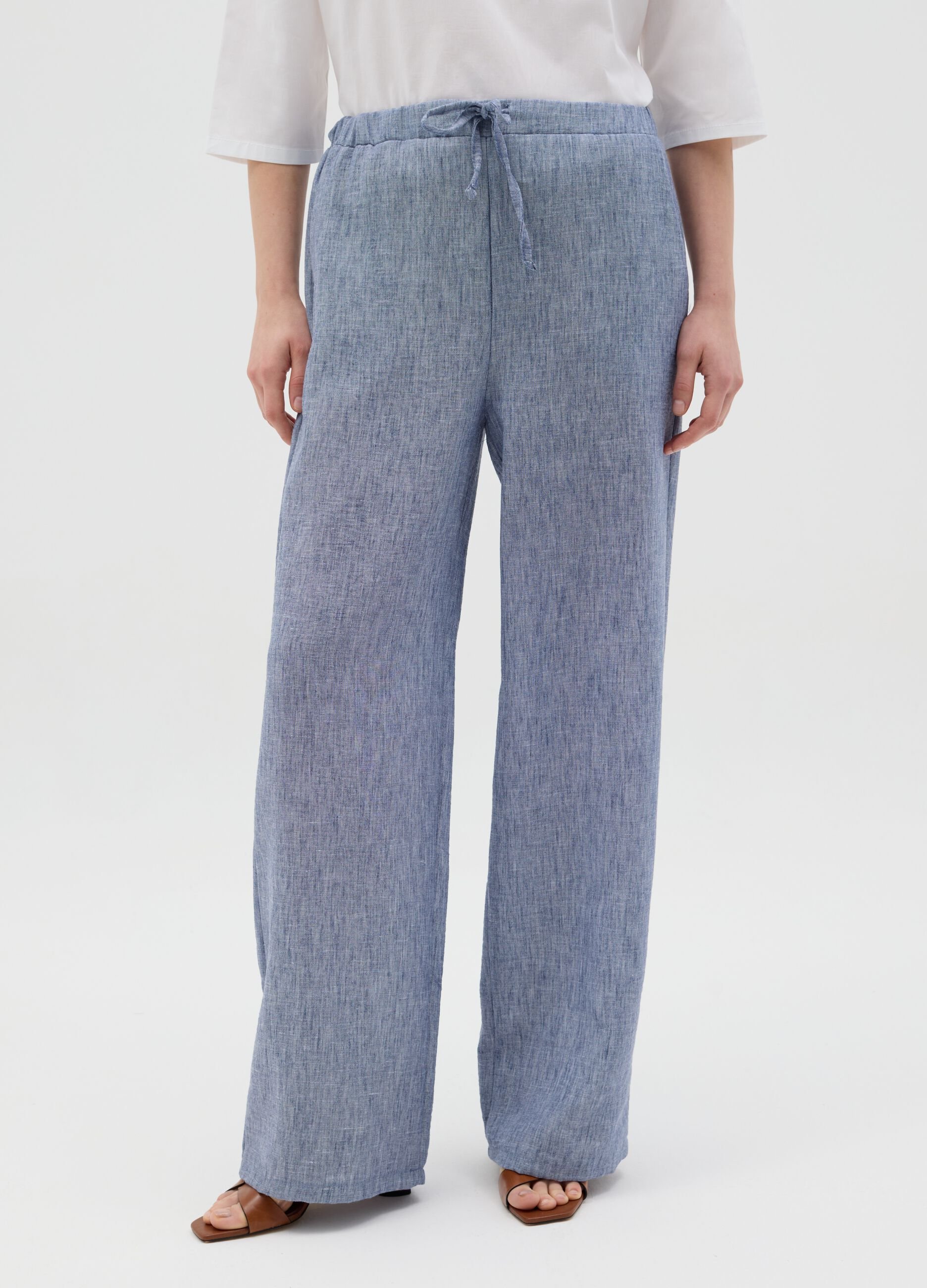 Regular Blue Trousers in Fabric Blend