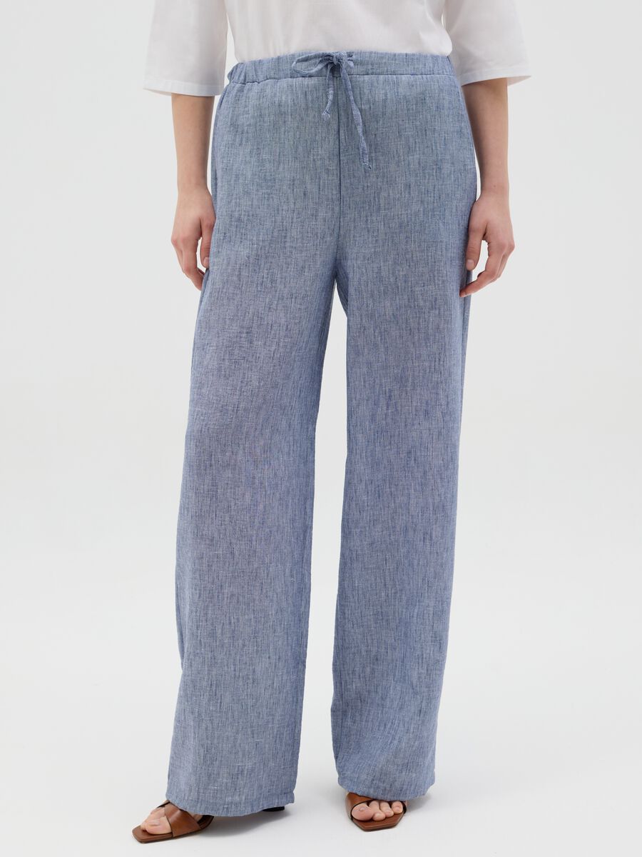 Regular Blue Trousers in Fabric Blend_1