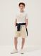 Beige cotton-blend shorts with elasticated waist_0