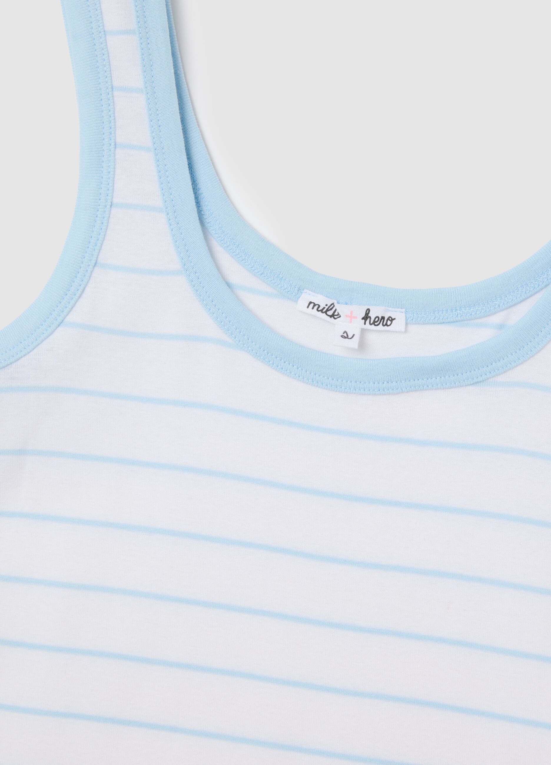Women's pure cotton multicolour regular fit vest with white and blue stripes