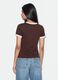 Brown cotton T-shirt with front graphic print and contrast trims_3