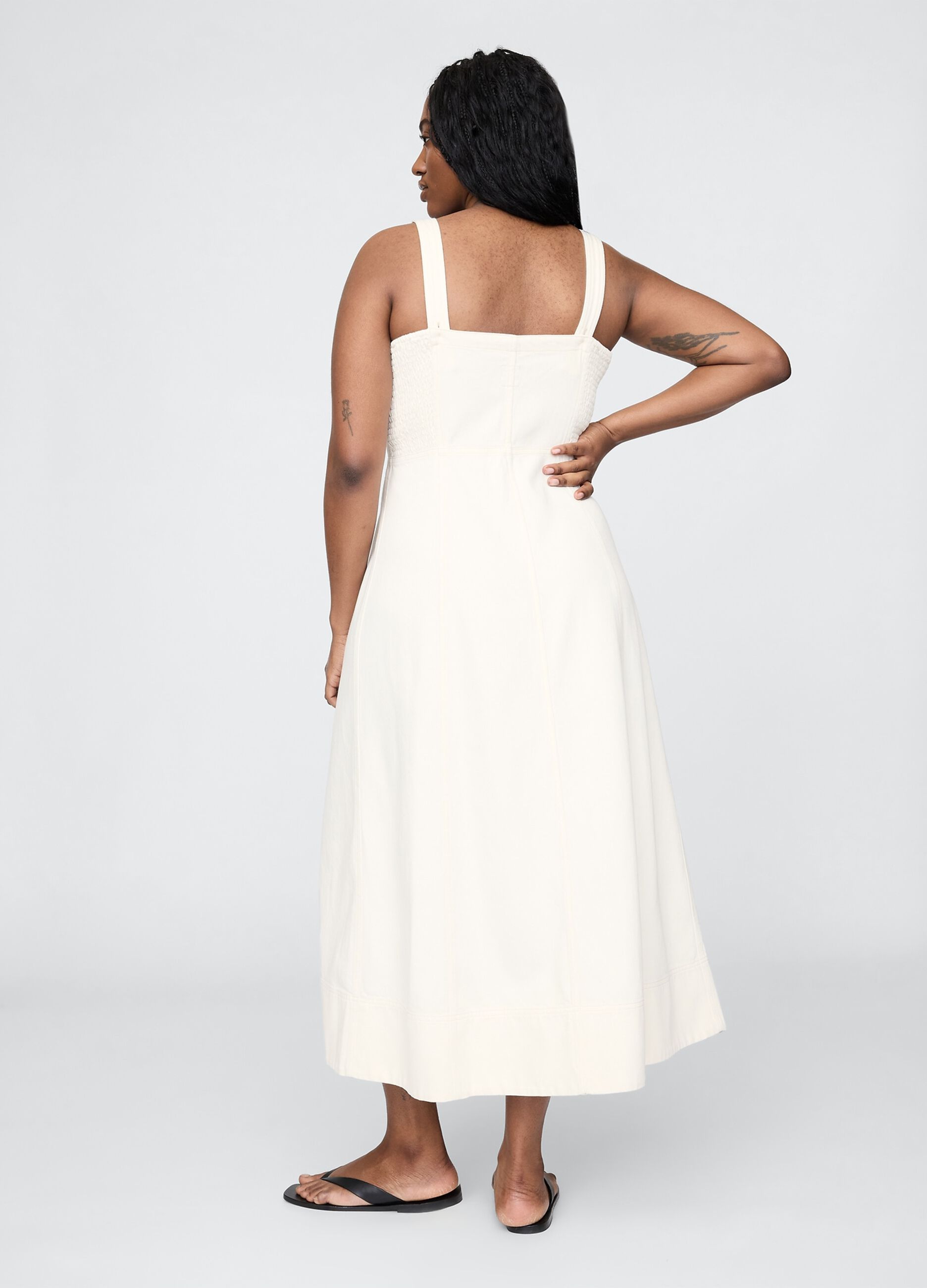 White Long Dress with Front Zip