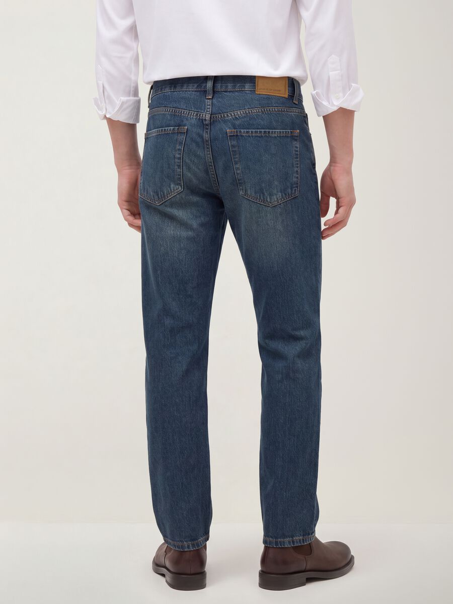 Blue pure cotton straight-fit denim jeans_2