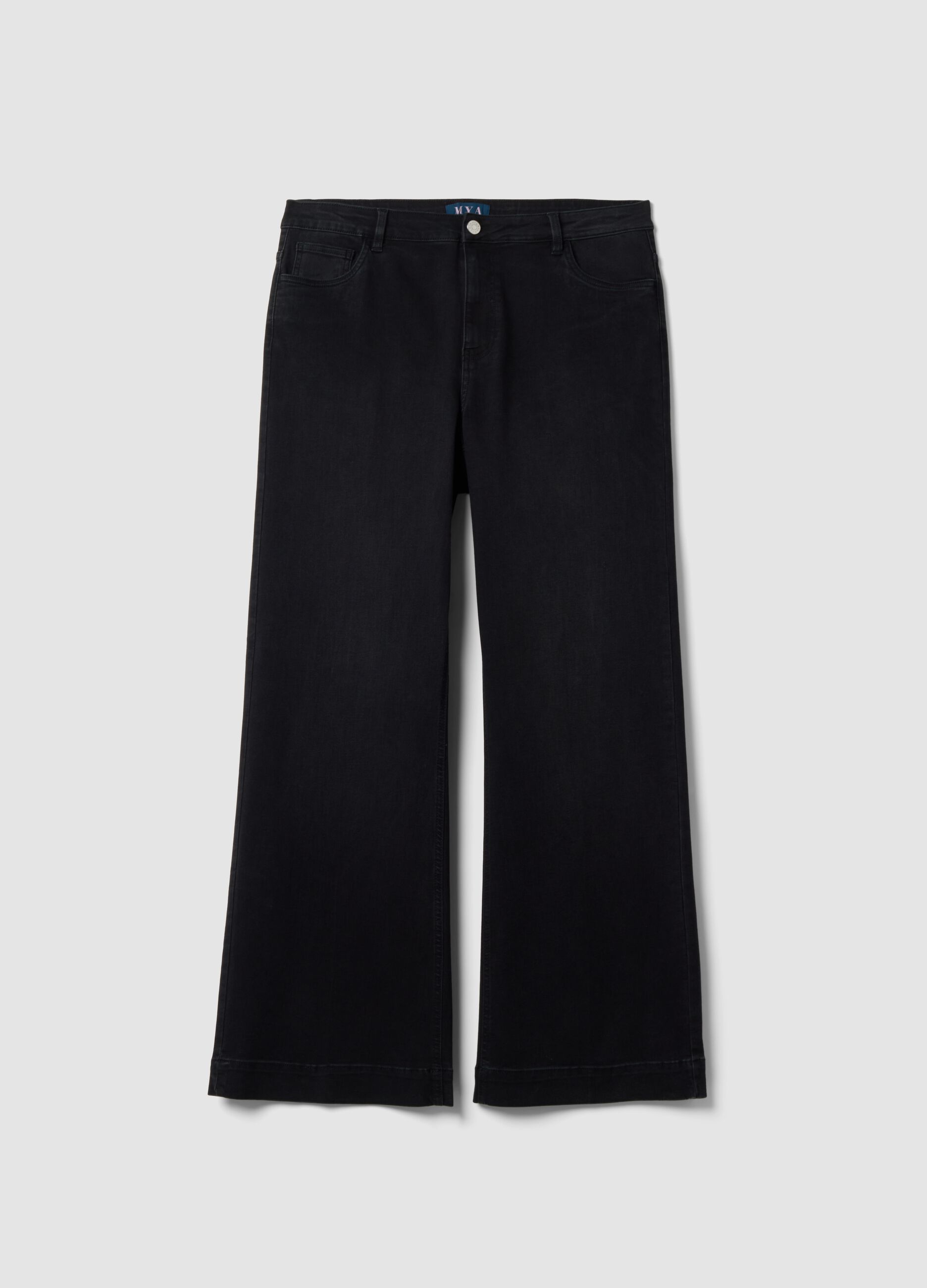 Black stretch cotton and viscose denim jeans &ndash; bootcut fit