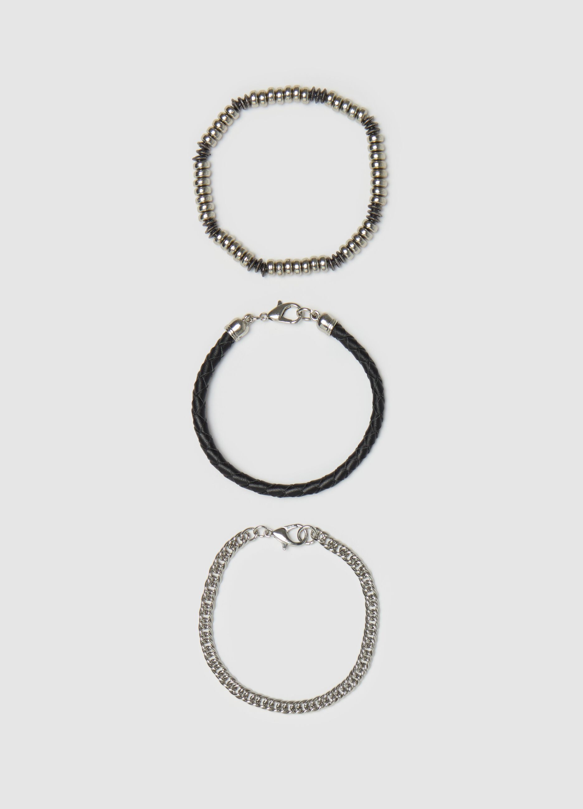 Three-pack bracelets with silver finish