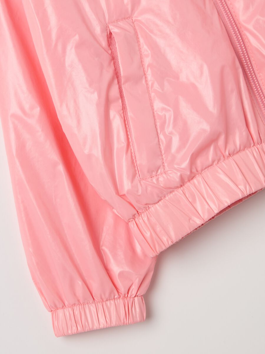 Shiny waterproof jacket with hood_3