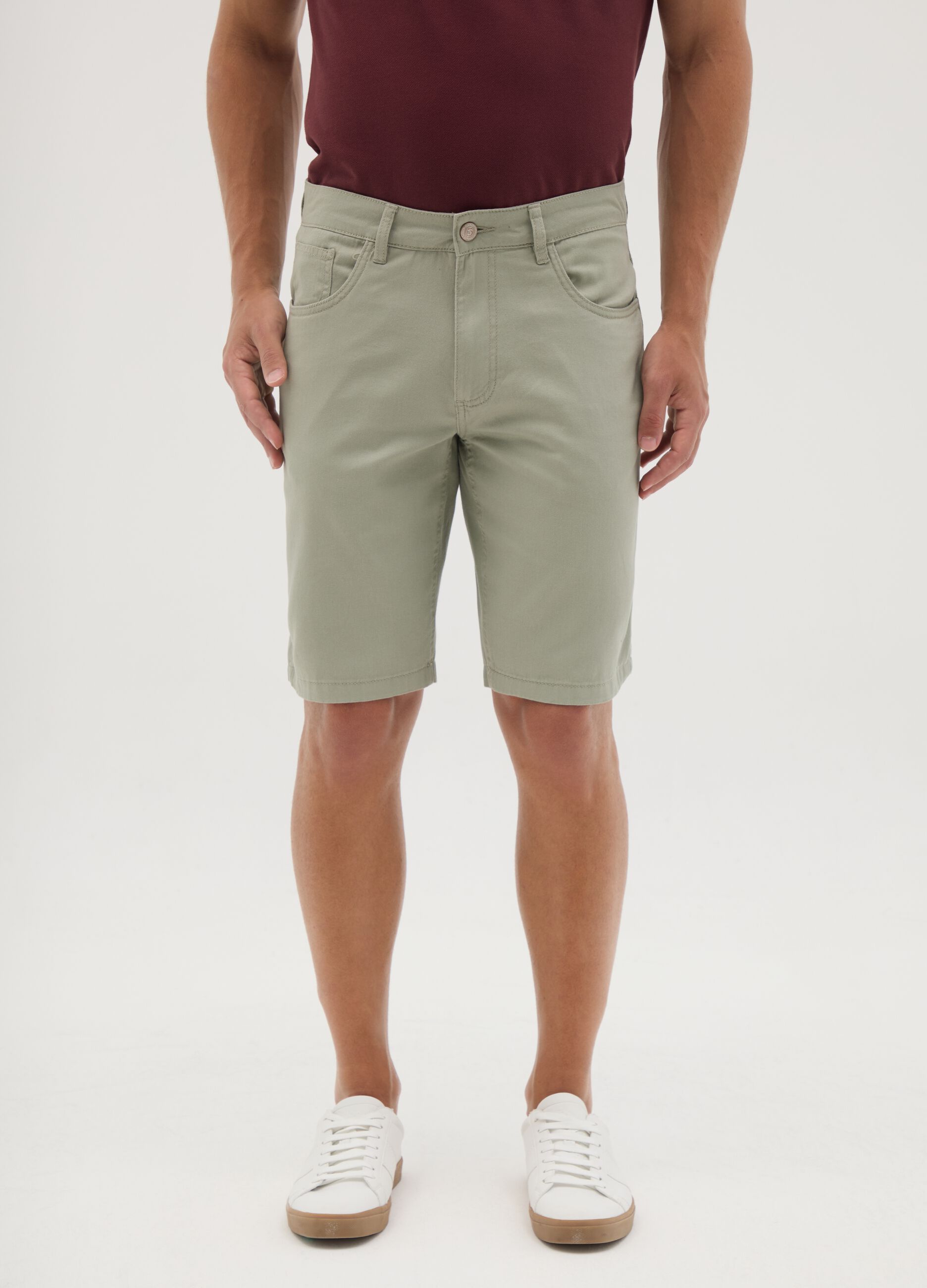 Men's green pure cotton regular fit shorts