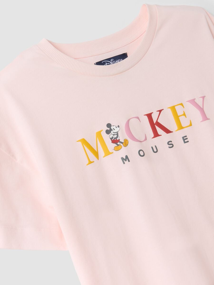 Pink organic cotton pyjama T-shirt with Mickey Mouse slogan_6