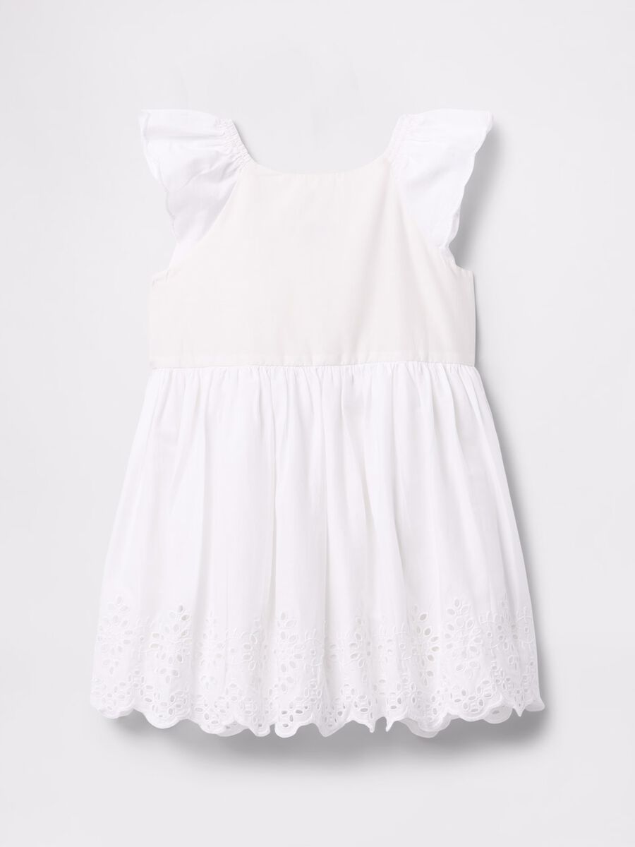 White dress in cotton with openwork flowers_2