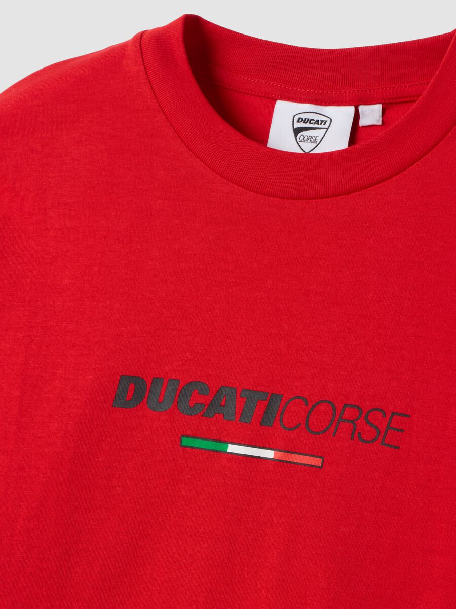 Red pure cotton T-shirt with Ducati print_1