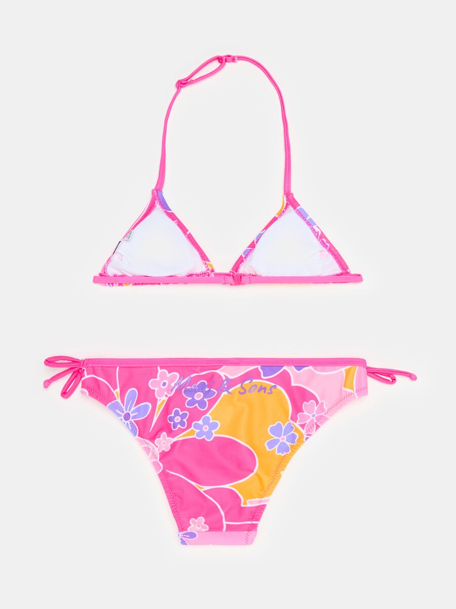 Bikini floreale con stampa logo_1