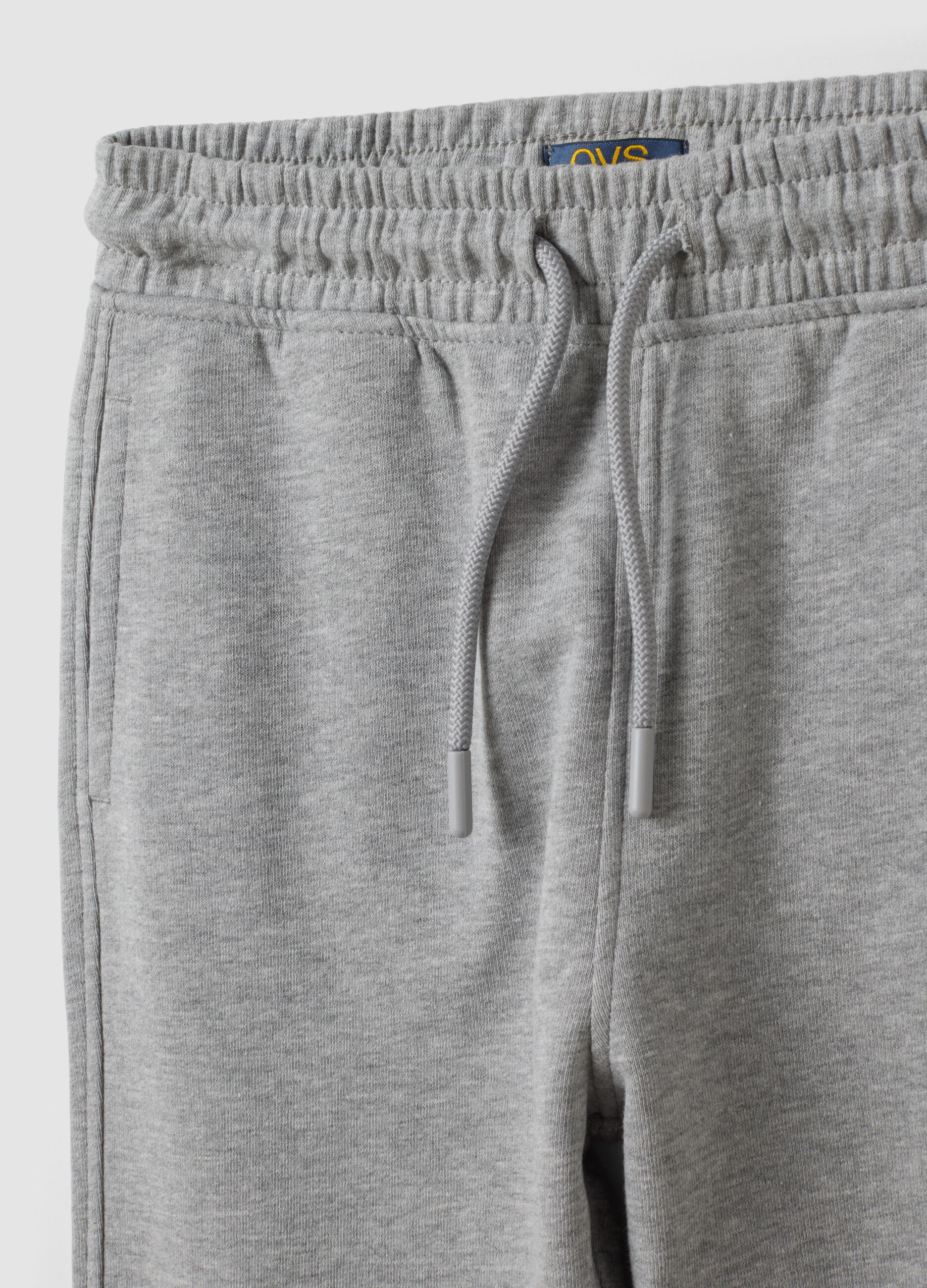 Grey cotton and viscose blend joggers with contrast print for boys