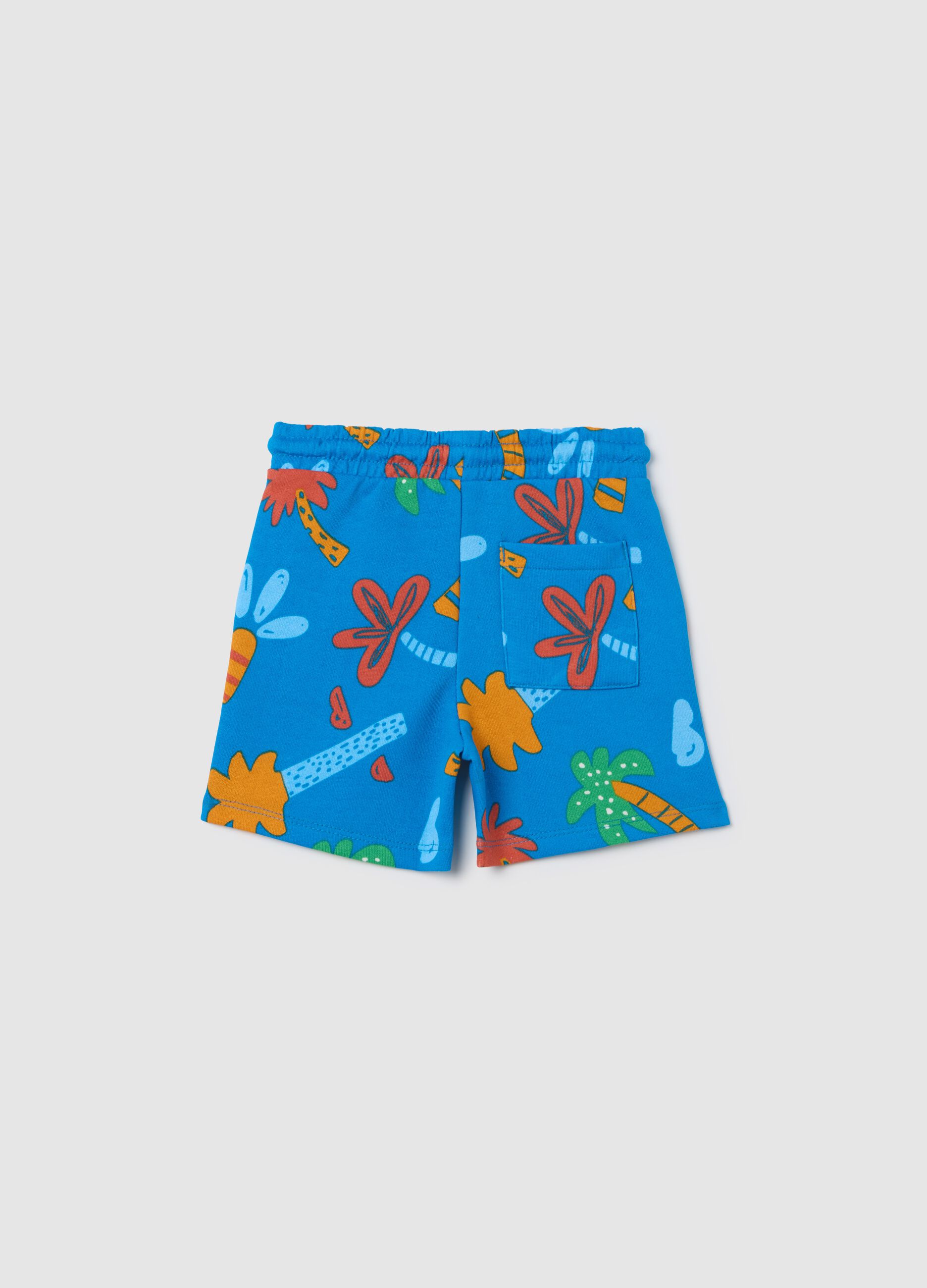 Multicolor pure cotton regular fit children's shorts with pattern