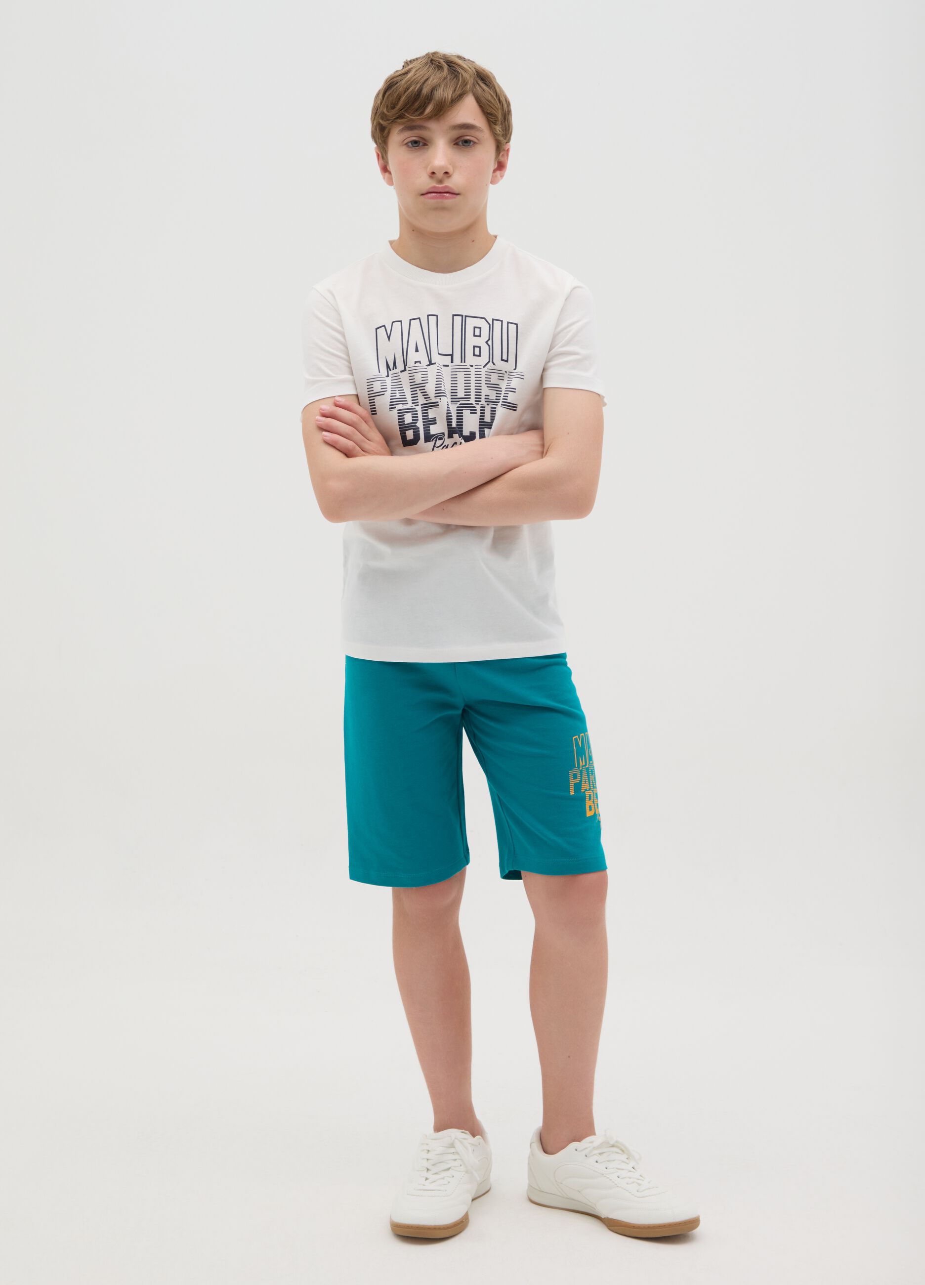 Green Cotton Shorts for Kids