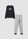 Black and grey pure organic cotton pyjamas with front print_0