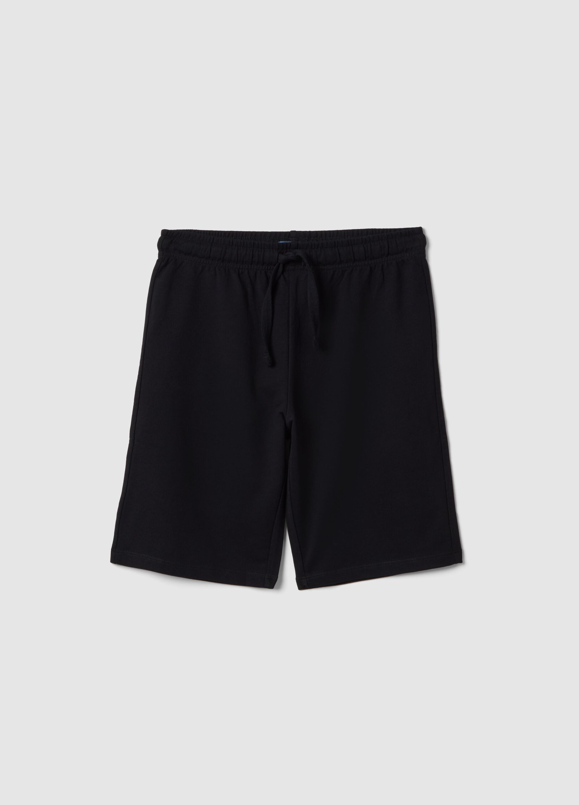 Boy's black pure cotton shorts with regular fit
